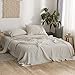 Simple&Opulence 100% Linen Hollow Hemstitch Sheet Set -4 Pieces European Flax Pure Washed Bed Sheets (1 Flat Sheet, 1 Fitted Sheet,2 Pillowcases) -Breathable and Soft (Hemstitch Linen,Queen)