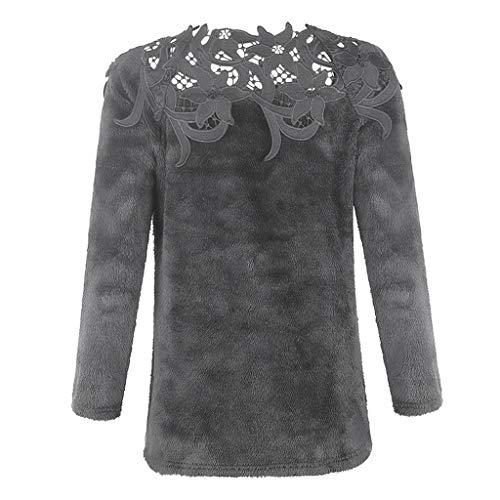 image for Daorokanduhp Women Blouse Women Fluffy Sweater Pullover Blouse Long Sl