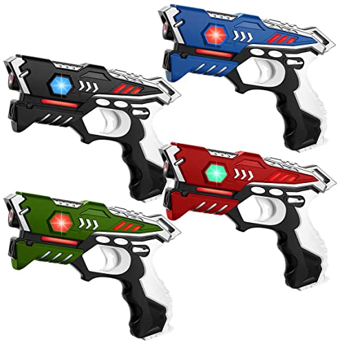 KidsTag Lasertag Set: 4 Laserpistolen - Laser Tag Spiel (4 Farben) Set für Kinder Ab 6 Jahren