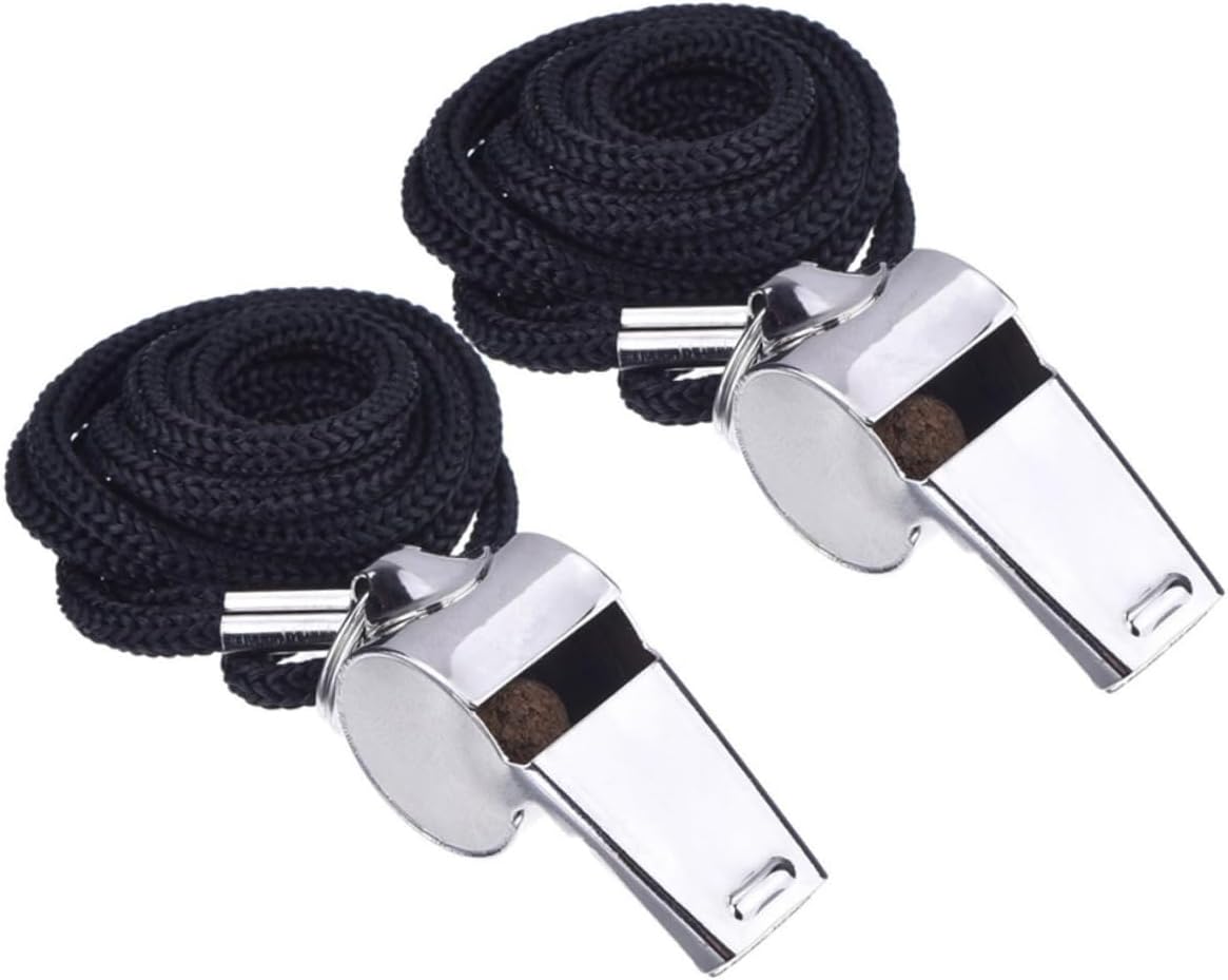 VICASKY 12Pcs Stainless Steel Referee Whistles with Lanyard Loud Crisp Sound for Athletes Football Basketball Emergency Survival