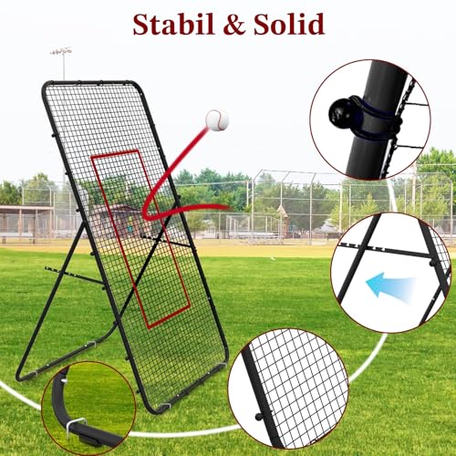 LIANTRAL Volleyball Rebounder Netz, 2,2 x 1,2 m, Volleyball-Trainingsgerät mit Schlagzone für Lacrosse Baseball Sportübungen, verstellbares Volleyballnetz für Hinterhof, drinnen und draußen, Schwarz