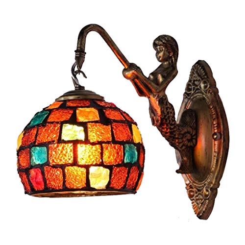 GAUUA Applique Tiffany Lampada da Parete Vintage Europea Applique da Parete in Mosaico Lampada da Comodino in Vetro Romantico for Camera da Letto Soggiorno Corridoio Cafe
