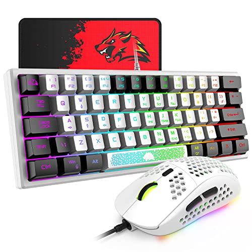Image of XINMENG 60% Wired Gaming Keyboard And Mouse Combo True Rgb Mini Mechanical Feel Ultra-Compact Keyboard And Rgb 6400 Dpi Honeycomb Optical Mouse,Gaming Mouse Pad For Windows Mac Laptop Pc Gamer