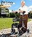 Lightweight Upright Rollator Walker All-Terrain Foldable with seat and Adjustable Height backrest, 300 lbs Capacity, 10