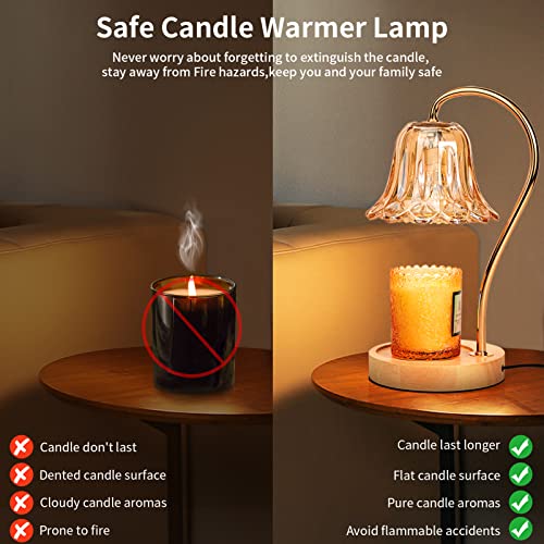 Candle Warmer Lamp, Dimmable Candle Lamp Warmer With Timer(2-8H), Heat Adjustable, Vintage Crystal Warmer Lamp For Jar Candles, No Flame Scented Candle Warmer With 2 Bulbs, Stylish Home Decoration #TOP3