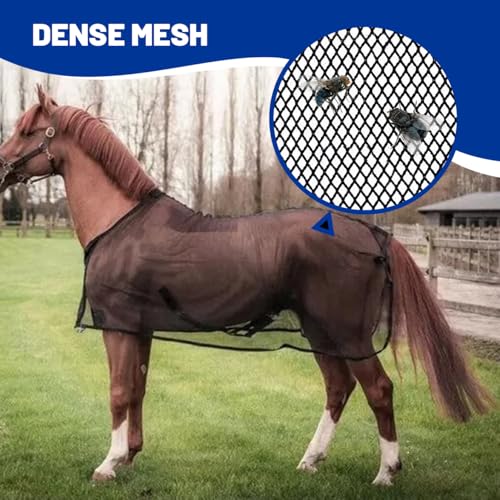 Image of La La Pet Breathable Horse Mesh Sheet Lightweight Nylon Horse Clothing to Prevent Fly Bites Cool Equine Summer Sheet with Adjustable Straps Equestrian Equipment