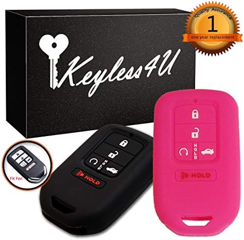 Keyless4U 2Pcs Silicone Key Fob Full Case Cover Protector Remote Skin for A2C81642600 2015 2016 2017 2018 2019 Honda Accord Civic CR-V CRV Pilot EX-L Touring Premium 5 Buttons Smart Key (Black Rose)