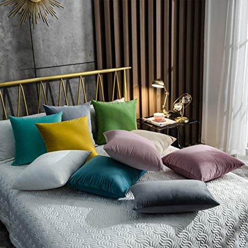 Image of JUSPURBET 24x24 Decorative Velvet Throw Pillow Covers Set of 2,Teal Green | Modern Soft Cushion Covers Cases with Invisible Zipper for Couch Sofa Bed Living Room Bedroom Home Decor