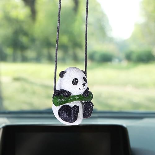 Miniatura 6 de Panda colgante colgante de coche creativo lindo rama de resina oscilante animal panda espejo retrovisor interior hogar encantos decorativos colgante