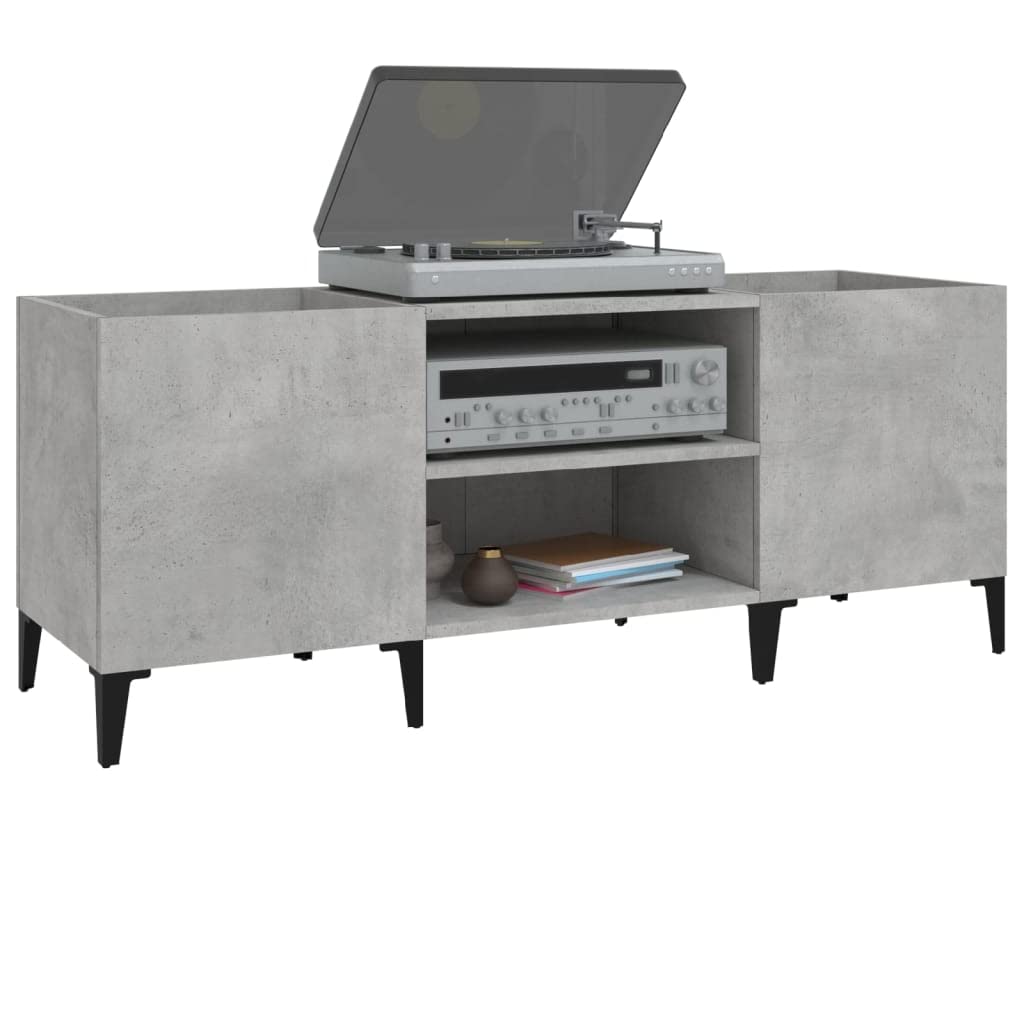 Tidyard Mueble para Discos Estanteria CDs,Mueble Tocadiscos,Mueble para Discos,Mueble para Vinilos,Madera contrachapada Gris hormigón 121x38x48 cm