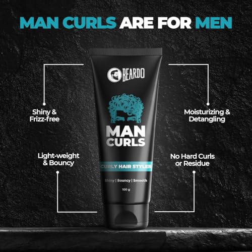 Image of Beardo Curly Hair Styling Combo for Men: Man Curls Curly Hair Styler (100g) & Hair Serum (50ml) | Defined Curls, Frizz Control & Long-Lasting Shine | Non-Greasy Formula (Set of 2)