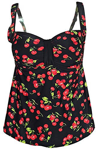 Gabrielle-Aug Women's Vintage Floral Cherry Print Tankini Top Swimsuit(FBA) (18, Cherry) Gabrielle-Aug Women's Vintage Floral Cherry Print Tankini Top Swimsuit(FBA) (18, Cherry)