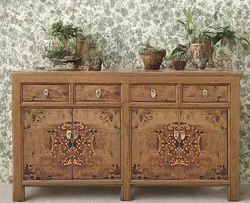 OPIUM OUTLET chinesische Kommode Sideboard Schrank asiatisch orientalisch Anrichte Vintage Kolonialstil braun Shabby Chic Stil (Brown)