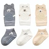 Babysocken Warmhalten:Knieschoner Und Socken Sind Aus Hochwertiger Gekämmter Baumwolle, Die Weicher Und Atmungsaktiver Ist, Bequem Zu Tragen Und langlebig Für Das Ganze Jahr über Tragen, Bietet Guten Schutz Für Babys Füße und Knie.