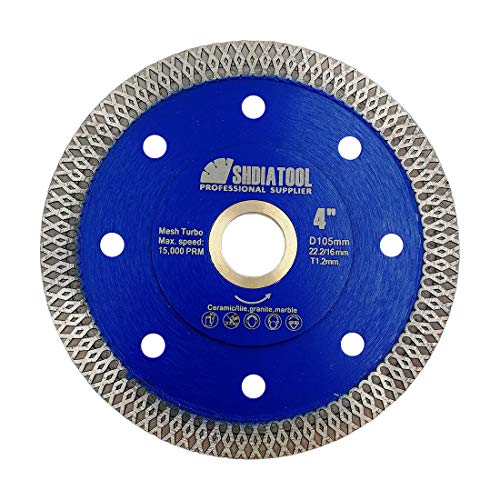SHDIATOOL Diamant Trennscheibe 105MM Turbo Mesh Diamantklinge mit X Felgensegment für Hart Keramik Porzellan Fliesen Granit