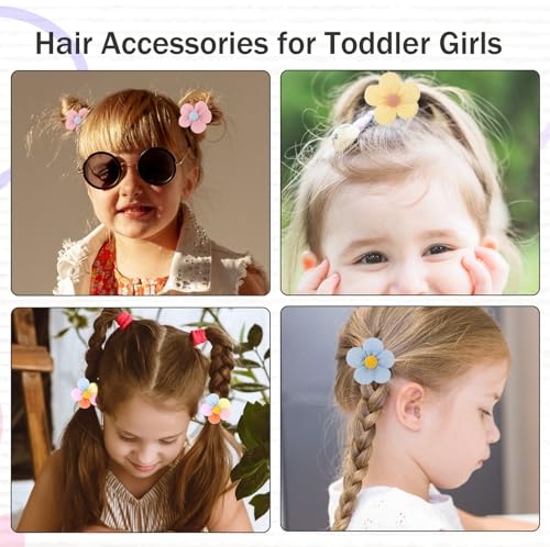 Jeffdad 10 Stück Baby Mädchen Haargummi, Haarschleife mit Blumen und Schleife mädchen haarschmuck Elastisches Stirnband Nahtlos Weich Pferdeschwanzhalter Haarschmuck für Kinder Kleine Mädchen (Stil 3)