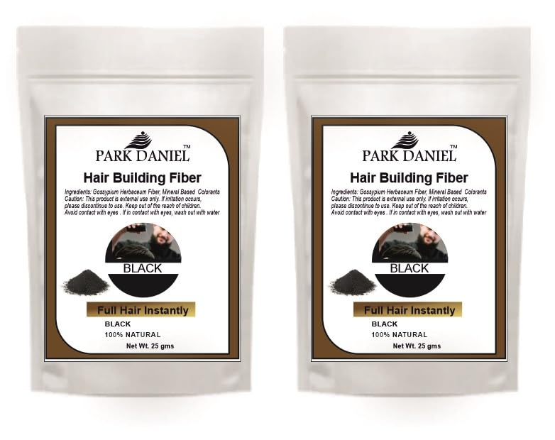 Park Daniel Hair Building Fiber Refill Pack (Black), Powder Based fibers | Natural Hair Thickening Fiber for Thin Hair Men & Women (25g) Pack of 2-image-49