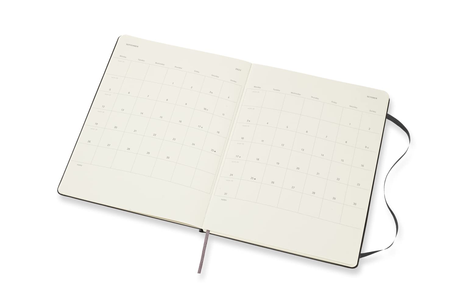 Moleskine - Agenda Settimanale 18 Mesi, Agenda Settimanale 2021/2022, Weekly Notebook con Copertina Rigida e Chiusura ad Elastico, Formato Extra-Large 19 x 25 cm, Colore Nero, 208 Pagine