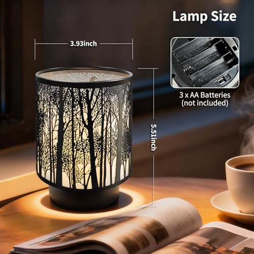 HEKALU Battery Operated Table Lamp, Cordless Lamps for Home Décor, Nightlight with LED Bulb with Timer for Living Room Bedroom Tabletop Entryway Centerpiece Gift (Forest) by HEKALU - Image 2