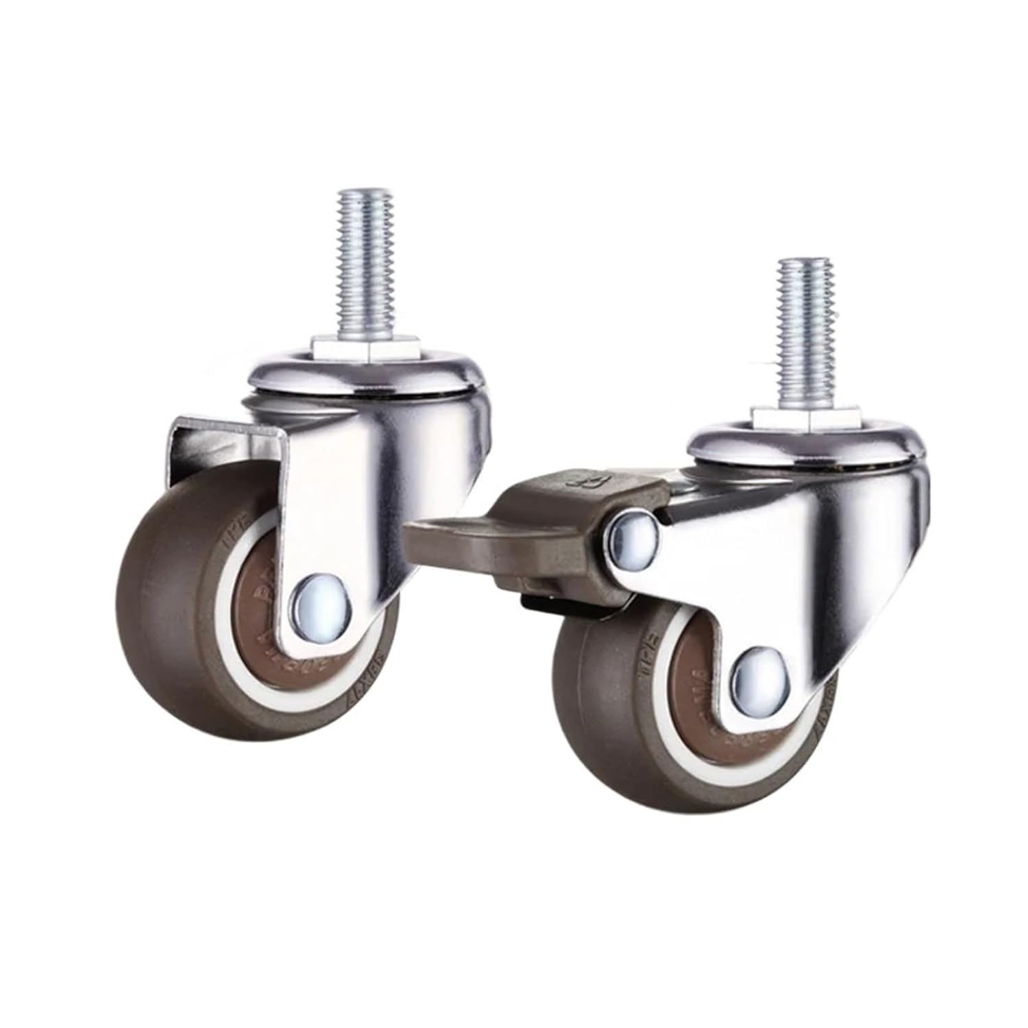 4 PCS Stem Threaded Casters Office Chair Wheels Heavy Duty Furniture Swivel Caster Cart Trolley Cabinet Table(2pc Swivel 2pc Brake,1inch)