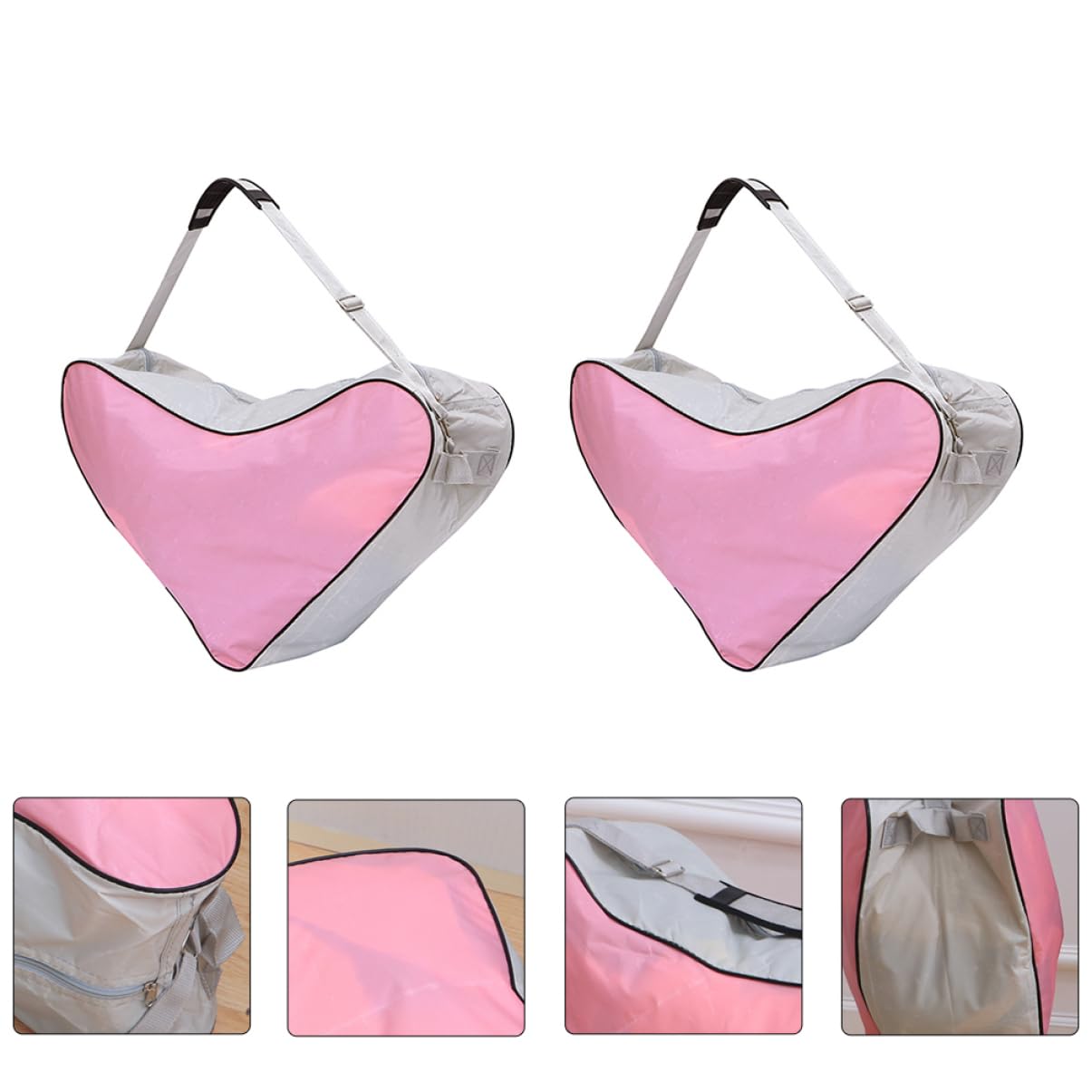 BESPORTBLE Borsa Pattini Ghiaccio a Tracolla Triangolare Rosa 2 Pezzi | Oxford Cloth, per Inline Skates Shoes e Ice Skates, Design Portatile Facile da Pulire