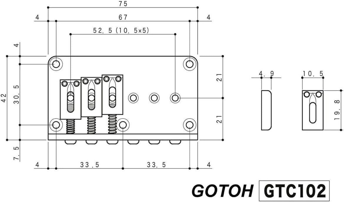 Gotoh Hardtail Bridge - Gold - Steel Saddles