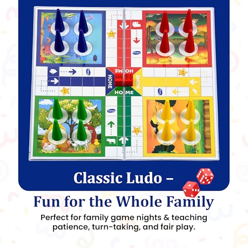 Image of Family Fun 4-in-1 Jumbo Board Game Combo | Ludo, Snakes & Ladders, Cricket & Car Racing | Indoor-Outdoor Travel Game | Best Gift for Kids, Friends & Adults