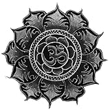 zum Aufnähen ImZauberwald AUM Mandala Aufnäher silbergrau (20cm, Schwarzlicht aktiv, goa patch, handgestickt ohne PC) kosmische Musik psychedelic grey OM