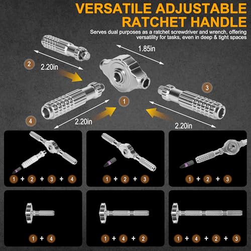 Image of 40 in 1 Magnetic Ratchet Screwdriver Set, Multi Bit Magnetic Ratcheting Screwdriver Set with Detachable Ratchet Handle, Repair Tool Kit for Computer Bicycle Furniture DIY