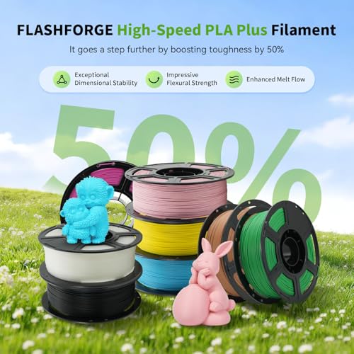 Image of FLASHFORGE High Speed PLA+ 3D Printer Filament Natural, Enhanced Melt Flow for Faster, Smoother Prints, 500mm /s Rapid Printing, Feature Sleek Matte Finish, Rich and Solid Color