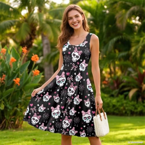 Image of Renewold Women's Sleeveless Tank Dress with Pockets, Casual Scoop Neck A-Line Sundress for Summer, Travel and Vacation