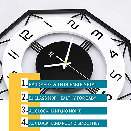 Large Wall Clocks for Living Room Decor Modern Silent Wall Clock for Home House Kitchen Bedroom Decorative Big Wall Clock Non Ticking Battery Operated Quartz for Bathroom Outdoor Indoor 14 Inch - Image 6