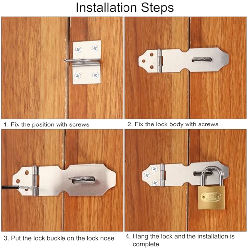 Image of PATIKIL Door Lock Hasp Latch 2.2 Inch, Stainless Steel Safety Hasp Lock Clasp Hinge Packlock(25mm) with Screws /Key for Door Gate Cabinet Closets, Silver