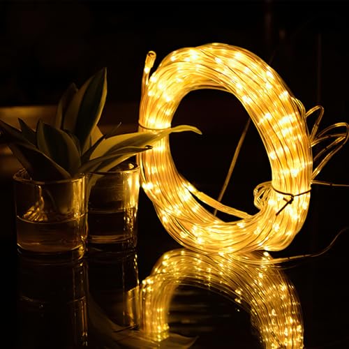 Gimisgu Lichterschlauch Aussen 10m Led Schlauch Warmweiß 240 Led Lichtschlauch mit Timing Controller Lichtschlauch Außen IP65 Wasserfest Lichterschlauch Innen für Balkon Party Hochzeit