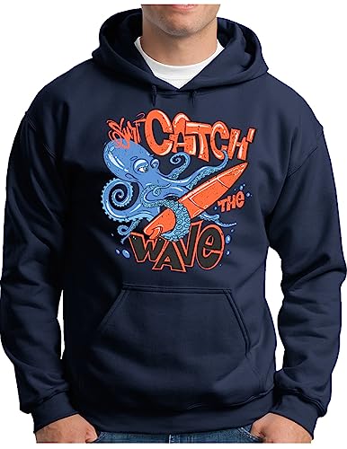 Sweat à capuche homme vêtement casual bleu marine imprimé marin vagues