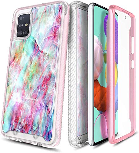 E-Began Case for Samsung Galaxy A71 5G (Not Fit A71 5G UW Verizon), Full-Body Protective Rugged Matte Bumper with Built-in Screen Protector, Marble Design, Shockproof Impact Durable Case -Fantasy
