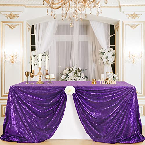 Image of B-COOL Glitter Table Cloths for Parties Sequin Tablecloths Sparkle Tablecloth for Rectangle Tables 90x132 inch Bridal Shower Tablecloth Glamorous Halloween Wedding Decoration
