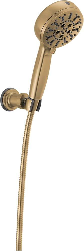 Delta 7-Setting Brushed Gold Wall-Mount Handheld Shower Head with