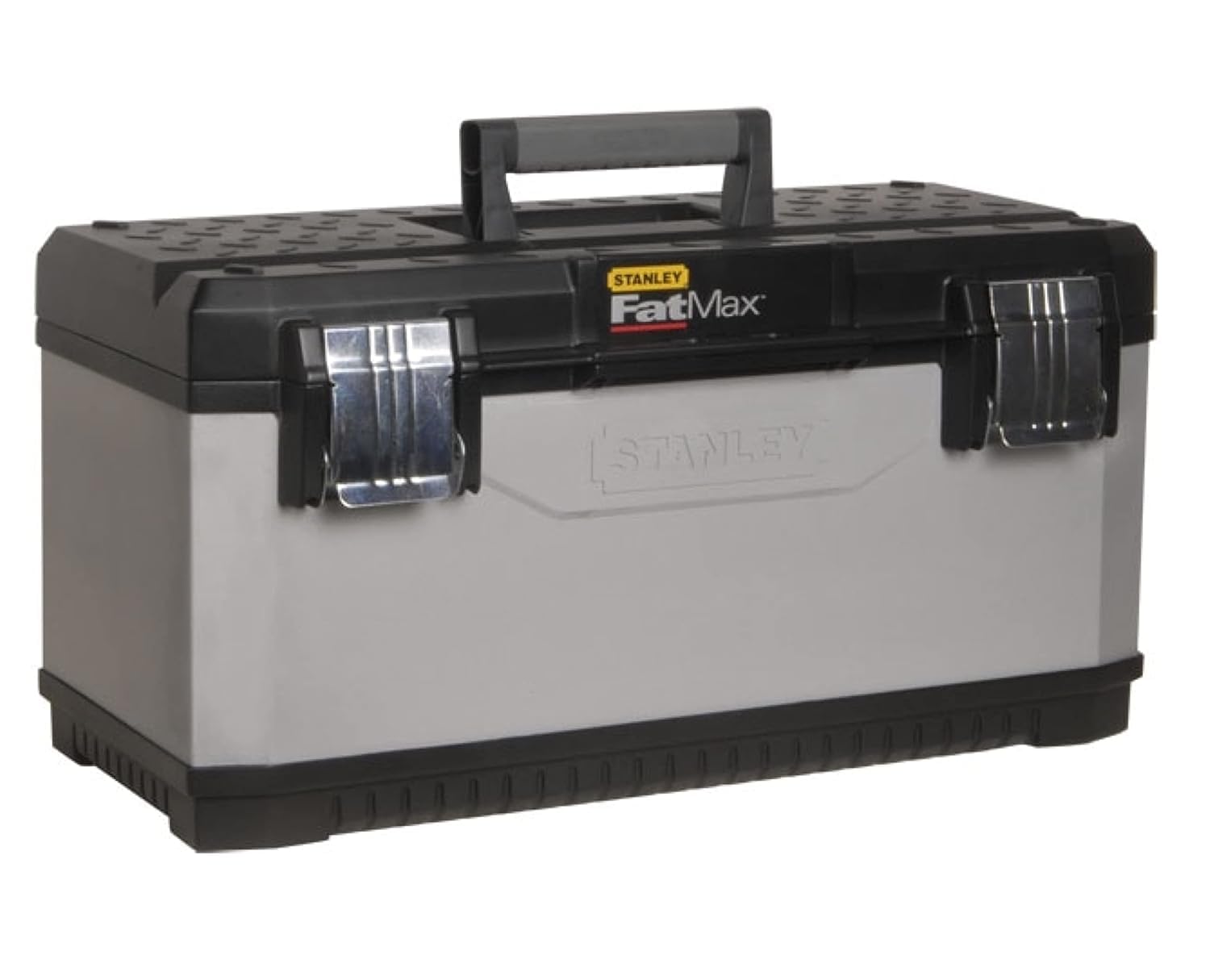 STANLEY FATMAX Caja de Herramientas Metálica 66,2cm, Clips Metálicos Anticorrosión, Asa Bimaterial, Estructura de Metal y Polipropileno, Almacenamiento Vertical, 1-95-617
