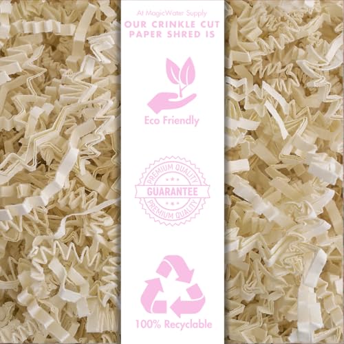 MagicWater Crinkle Cut Paper for Gift Baskets - 2 Oz - Light Ivory - Perfect for Shredded Paper Filler, Basket Filler, Gift Boxes, Bridesmaid Gifts, Halloween Stuffers & More – Ideal for All Occasions