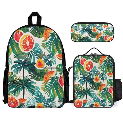 Sac à dos tropical avec sac repas isotherme blanc pour collégienne et sorties d'été