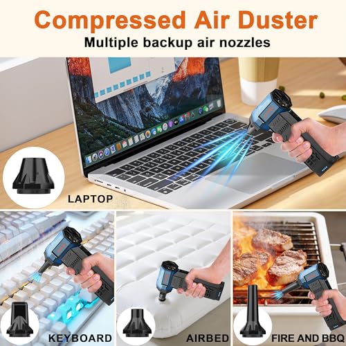 JUFINX Air Duster - 250,000RPM Compressed Air Duster, Replaceable Batteries 2pcs,Long - image 4