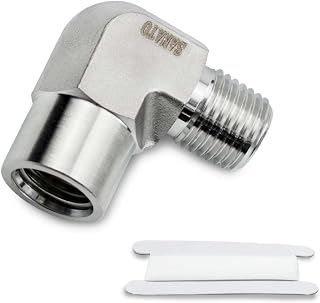 SANATO 1 Pcs 304 Stainless Steel Forging Female to Male Elbow Connector, 3/8" NPT Female to 3/8" NPT Male Threaded Pipe Fittings