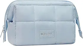 Necessaire Feminina Bolsa Cosmética Organizador Estojo de Maquiagem Grande Espaçosa tendência(Azul Claro)