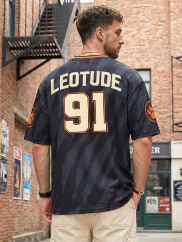 Image of LEOTUDE Men'S Tiger Graphic Printed Oversized T-Shirt | Bold Black Sports