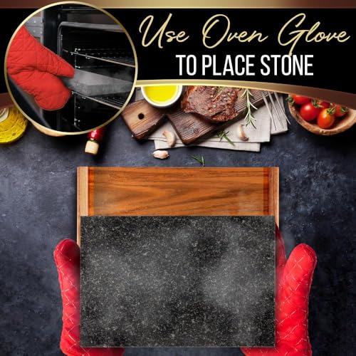 Lava Stone Grill Sizzling Plate For Grilled Meat Food Presentation, Rock Platter Set With Stainless Steel Knives, Great For Cooking And Serving Hot Steak, Thick And Rugged, Stain Resistant