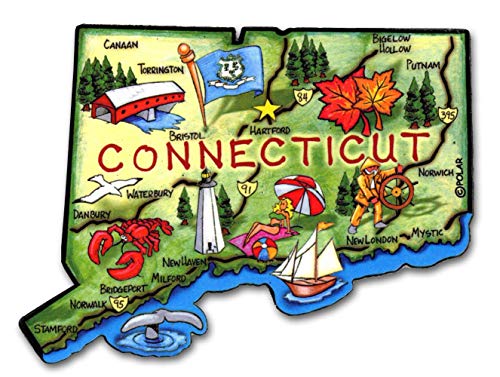 Imán de nevera rectangular de madera Connecticut miniatura 1