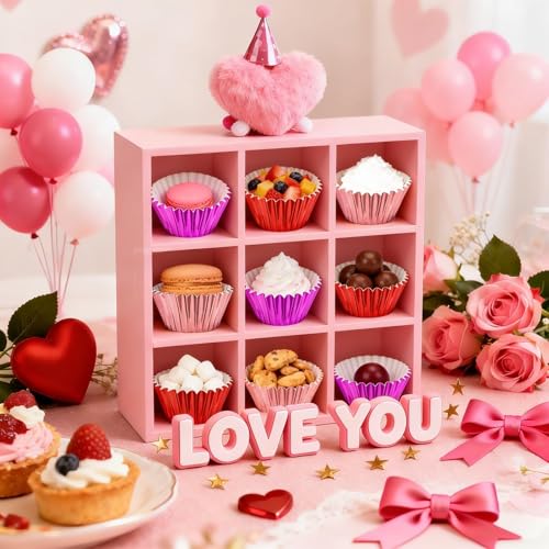 SANNIX 450Pcs Valentine's Day Foil Cupcake Liners Red Pink Cupcake Wrappers Foil Metallic Muffin Liners Baking Cups for Valentines Wedding Party Decorations Supplies by SANNIX - Image 4