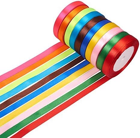 Wholesale Satin Ribbon 10 Rolls, Mixed Color, 25yards/roll, 10 Rolls/Group, 250yards/group, 6mm or 10mm (6mm (Pack of 6 Rolls))