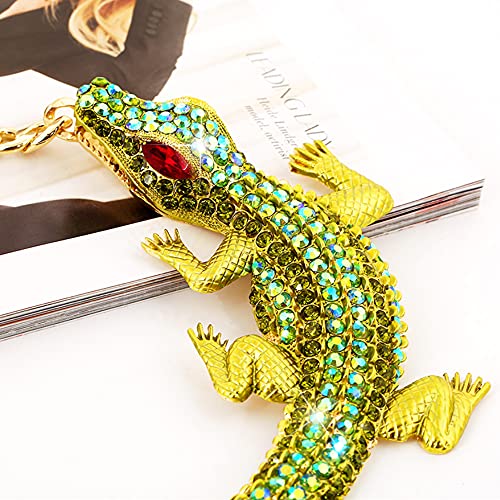 Retro Ethnic Crystal Double Gator Chunky Bib Collar Choker Necklace Gothic Stylish Exaggerated Fashion Animal Statement Necklace Jewelry For Women Girl Gift (Gold Green) #TOP2